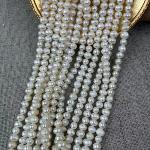 Potato Cultured Freshwater Pearl Beads, Slightly Round, fashion jewelry & DIY, white, Length about 5-6mm, Approx 