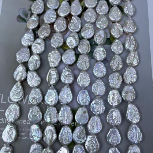 Perle de culture d'eau douce forme goutte, perle d'eau douce cultivée, larme, bijoux de mode & DIY, blanc, Length about 15-16mm, Environ Vendu par brin
