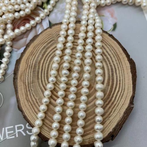 Natural Freshwater Pearl Loose Beads, Slightly Round, fashion jewelry & DIY, white, Length about 5-6mm, Approx 