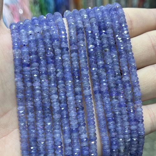Perles de pierre gemme unique, Tanzanite, abaque, bijoux de mode & DIY & facettes, bleu Environ 38 cm, Vendu par brin