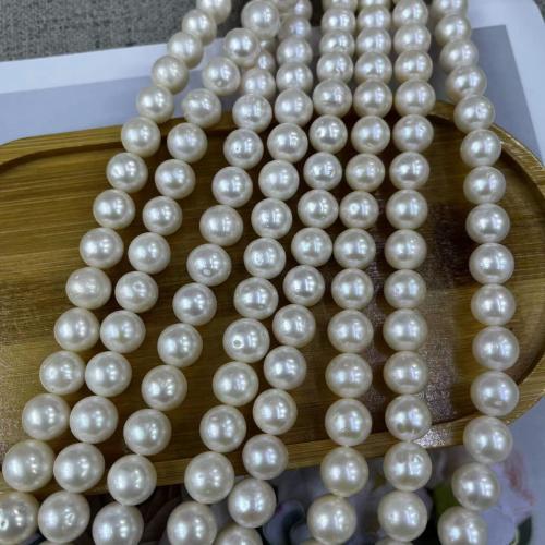 Naturel d'eau douce perles, perle d'eau douce cultivée, Légèrement rond, bijoux de mode & DIY, blanc, Length about 10-11mm, Environ Vendu par brin