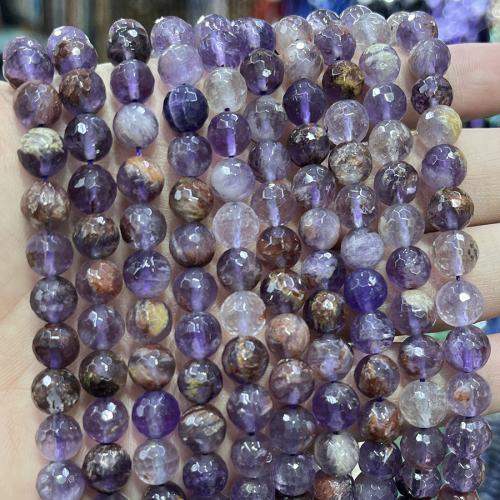 Perles en Quartz de fantôme, Purple-Phantom-Quartz, Rond, bijoux de mode & DIY & normes différentes pour le choix & facettes, couleurs mélangées Environ 38 cm, Vendu par brin