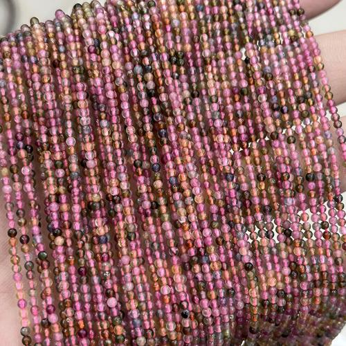 Natürlicher Turmalin Perlen, rund, Modeschmuck & DIY, gemischte Farben, 2.5mm, Länge:ca. 38 cm, verkauft von Strang