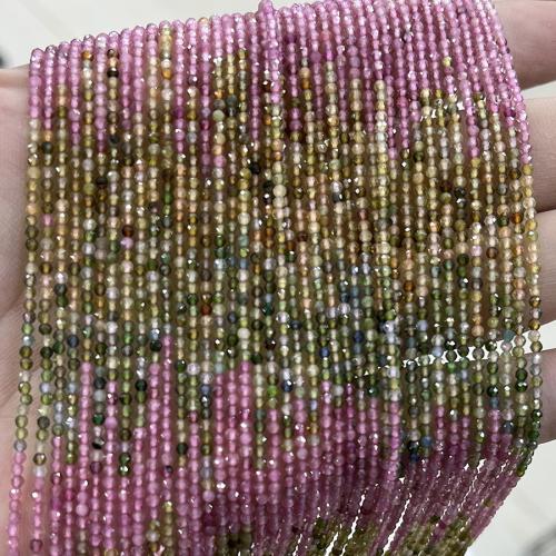 Natürlicher Turmalin Perlen, rund, Modeschmuck & DIY & facettierte, gemischte Farben, 2mm, Länge:ca. 38 cm, verkauft von Strang