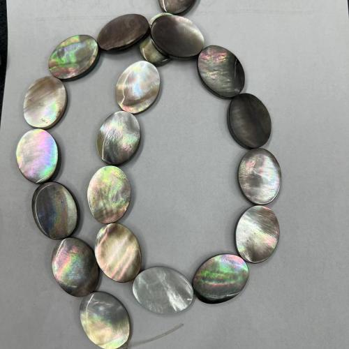 Black Shell Beads, Flat Oval, fashion jewelry & DIY, mixed colors Approx 