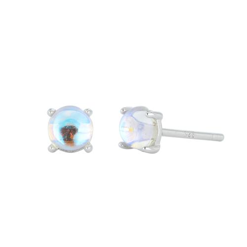Sterling Silver Stud Earring, 925 Sterling Silver, with Gemstone, plated, fashion jewelry & for woman 
