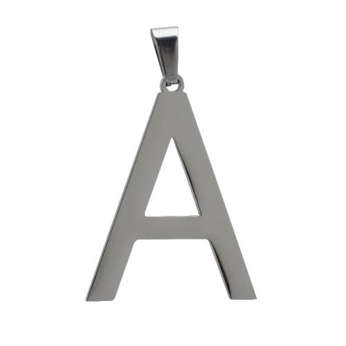 Stainless Steel Letter Pendant, 304 Stainless Steel, Letter A, polished, DIY, original color 