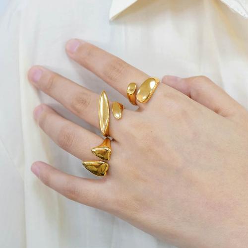 Титан Сталь палец кольцо, титан, плакирован золотом, разные стили для выбора & Женский, Много цветов для выбора, продается PC[