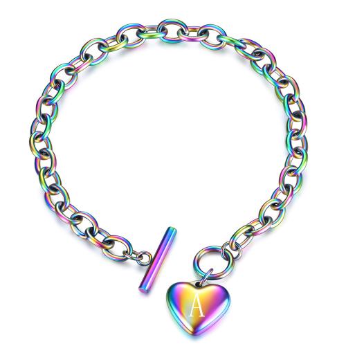 Titanium Steel Bracelet & Bangle, Heart, colorful plated & for woman cm 