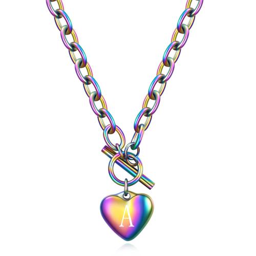 Titan Schmuck Halskette, Titanstahl, Herz, bunte Farbe plattiert, verschiedene Muster für Wahl & für Frau, keine, 15x15mm, Länge:45 cm, verkauft von PC