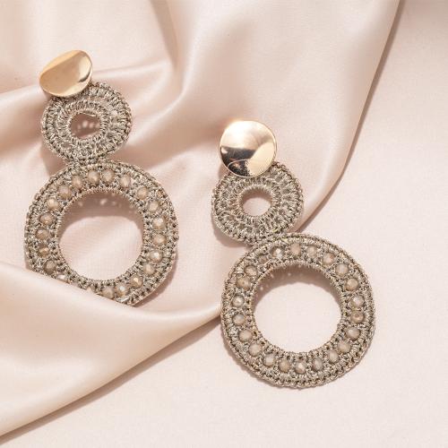Brass Drop Earring, with Seedbead & Nylon Cord, plated, fashion jewelry, khaki 
