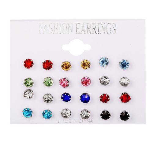 Crystal Jewelry Earring, Zinc Alloy, with Crystal, fashion jewelry & for woman, multi-colored 