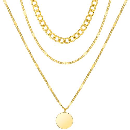 Fashion Multi Layer Necklace, Brass, plated, three layers & fashion jewelry & for woman, golden cm 