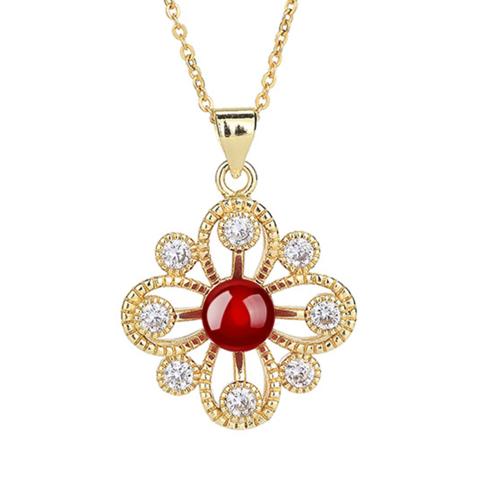 Cubic Zircon Micro Pave Brass Necklace, with Gemstone, with 5CM extender chain, plated, micro pave cubic zirconia & for woman, golden Approx 40 cm 