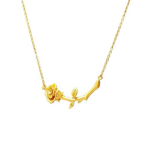 Collar de latón hecho a mano, metal, con 5CM extender cadena, Rosa, chapado, para mujer, dorado, longitud:aproximado 40 cm, Vendido por UD