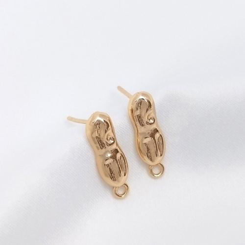 Brass Earring Stud Component, 14K gold-filled, with loop golden 
