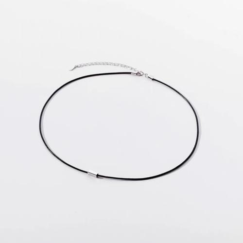 Titanium Steel Jewelry Necklace, with Wax Cord, with 5cm extender chain, fashion jewelry & for woman, black Approx 30 cm 
