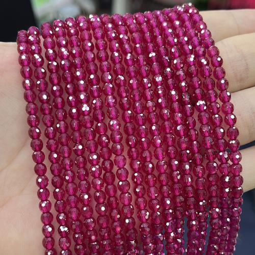 Natural Ruby Stones, Round, fashion jewelry & DIY & faceted, fuchsia Approx 38 cm [