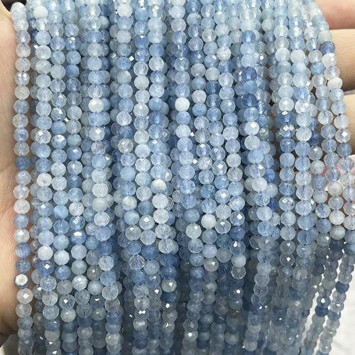 Aquamarine Beads, Round, fashion jewelry & DIY & faceted, sea blue, 4mm Approx 38 cm 