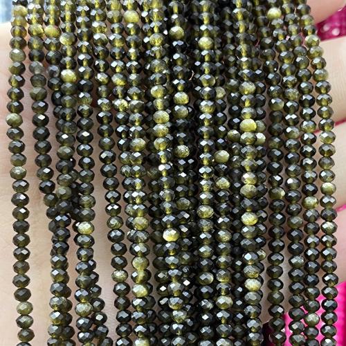 Perles de pierre gemme unique, or Obsidian, abaque, bijoux de mode & DIY & facettes, couleurs mélangées Environ 38 cm, Vendu par brin
