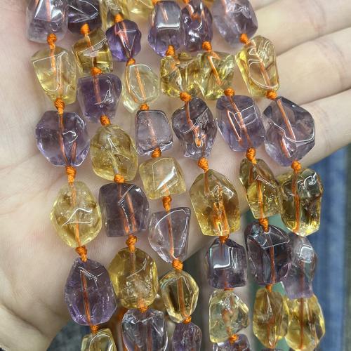 Natural Amethyst Beads, with Citrine, Nuggets, fashion jewelry & DIY, mixed colors Approx 38 cm 