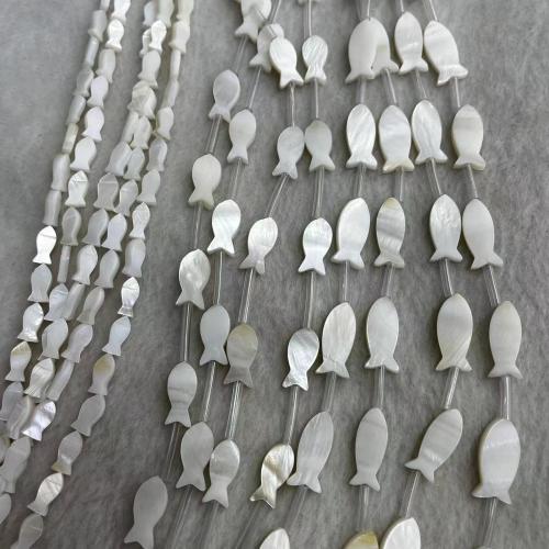 Perles en coquille naturel, coquille d'eau douce, poisson, bijoux de mode & DIY & normes différentes pour le choix, blanc, Vendu par brin