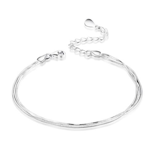 Sterling Silver Bracelets, 925 Sterling Silver, with 3.5cm extender chain, polished, three layers & fashion jewelry & for woman Approx 16 cm 