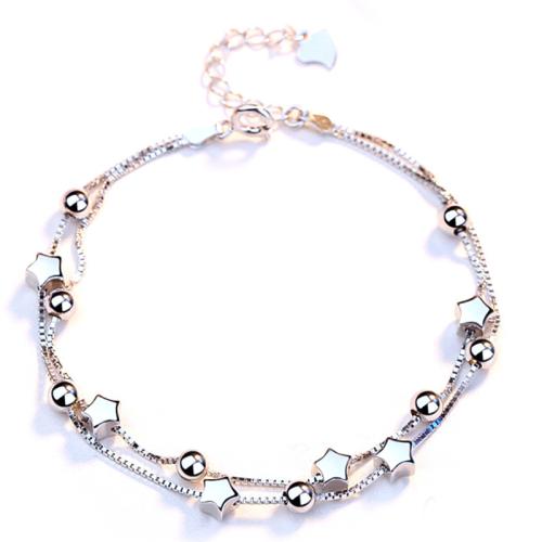 Bracelets en argent sterling, Argent sterling 925, avec 3cm chaînes de rallonge, bijoux de mode & pour femme Environ 16 cm, Vendu par PC[