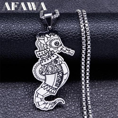 Stainless Steel Chain Necklace, 304 Stainless Steel, Seahorse, polished, fashion jewelry & Unisex, silver color Approx 50 cm 