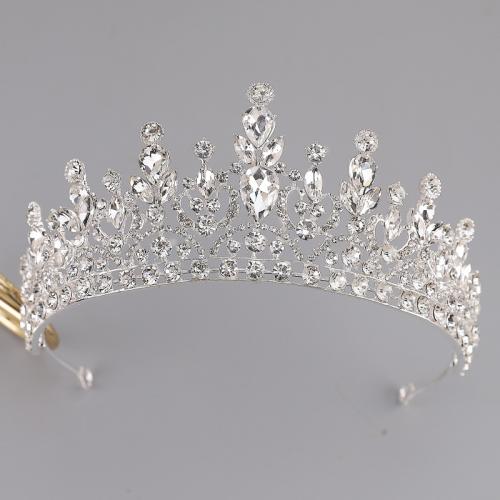 Bridal Tiaras, Zinc Alloy, with Crystal, for woman & with rhinestone diameter 150mm, height 75mm, arc length 310mm 