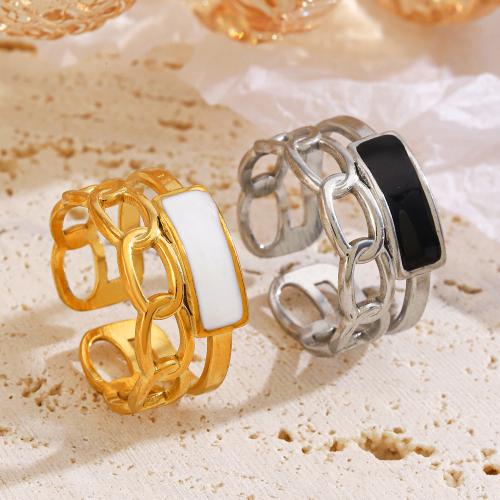 Stainless Steel Finger Ring, 304 Stainless Steel, Vacuum Ion Plating, fashion jewelry & for woman & enamel inner diameter 17mm 