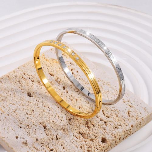 Stainless Steel Bangle, 304 Stainless Steel, fashion jewelry & Unisex & with rhinestone Inner Approx 60mm 