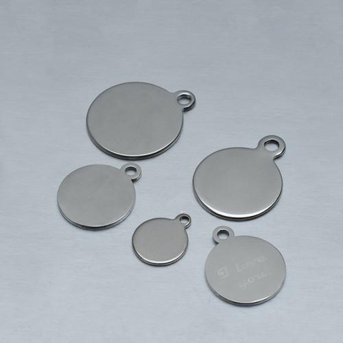 Stainless Steel Tag Charm, 304 Stainless Steel, Flat Round, polished, DIY original color 