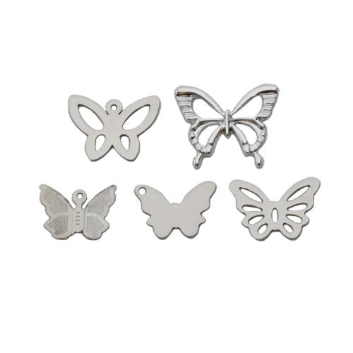 Stainless Steel Animal Pendants, 304 Stainless Steel, with Zinc Alloy, Butterfly, polished, DIY 