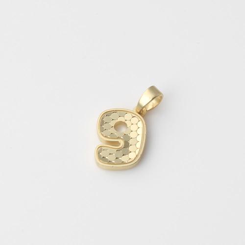 Brass Jewelry Pendants, Number, gold color plated, DIY 