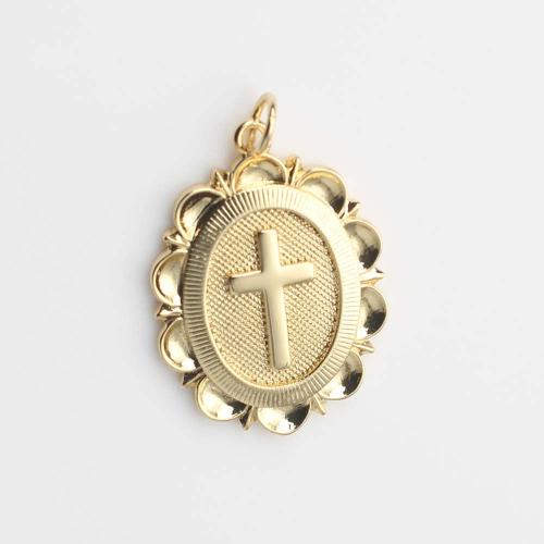 pendentifs de Croix en Laiton , Placage de couleur d'or, DIY Vendu par PC