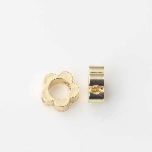 perla de cobre, metal, Flor, chapado en color dorado, Bricolaje, 6.1x6x2.5mm, Vendido por UD