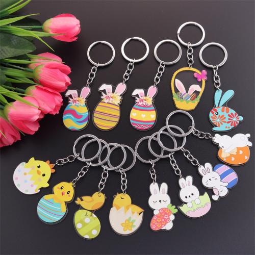 Acrylic Key Chain, with 304 Stainless Steel, printing & for woman, Chain ring Chain length :5.8cm/ piece 