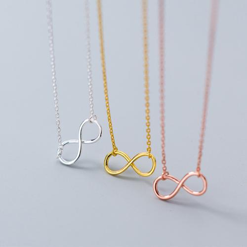 925 Sterling Silver Necklace, Infinity, plated, for woman & hollow Approx 16.1-18.1 Inch [