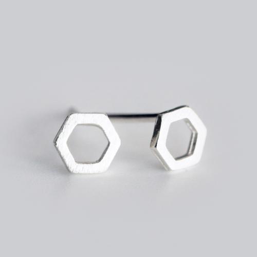 925 Sterling Silver Stud Earring & for woman & hollow, silver color, earring length 5-6mm 