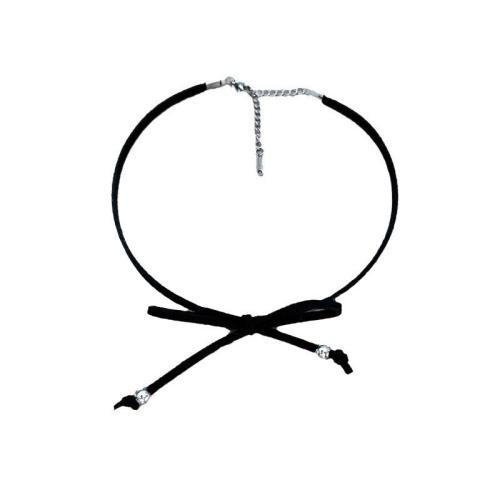 Fashion Choker Necklace, Velveteen, with 304 Stainless Steel, with 6cm extender chain, fashion jewelry & for woman, black Approx 31 cm 