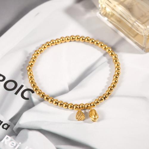 Titanium Steel Bracelet & Bangle, Vacuum Ion Plating, fashion jewelry & for woman, golden Approx 17 cm 