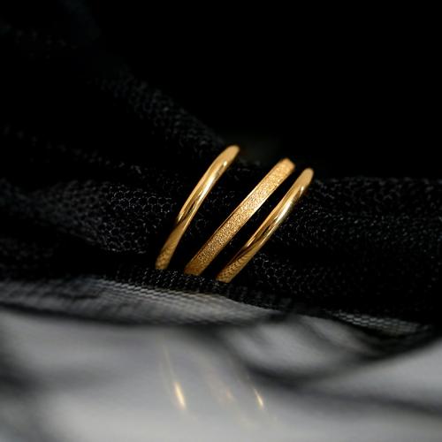 Titanium Steel Finger Ring, 18K gold plated, three pieces & fashion jewelry & for woman, golden 