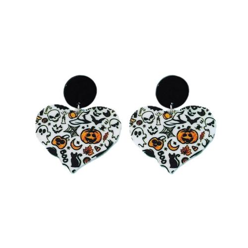Boucle d'oreille de goutte acrylique, coeur, Halloween Design & bijoux de mode & pour femme Vendu par paire