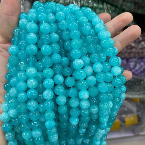 Amazonit Perlen, rund, Modeschmuck & DIY, blau, 8mm, Länge:ca. 38 cm, verkauft von Strang