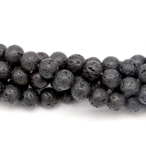 Natürliche Lava Perlen, rund, poliert, Modeschmuck & DIY & verschiedene Größen vorhanden, schwarz, Länge:ca. 38 cm, verkauft von Strang