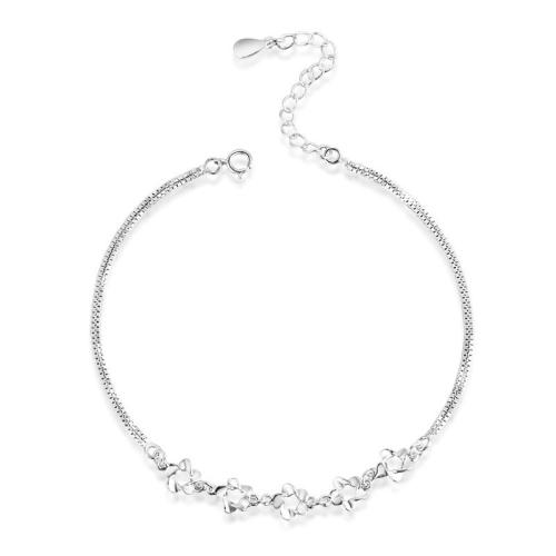 Fashion Jewelry Anklet, Argent sterling 925, fleur, bijoux de mode & pour femme Environ 26 cm, Vendu par PC