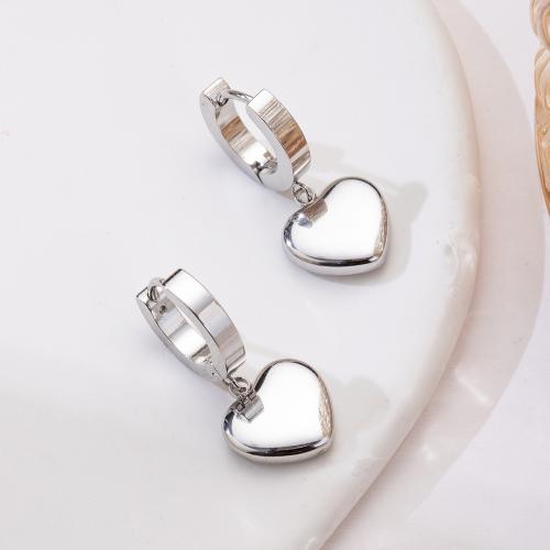 Titan Stahl Ohrringe, Titanstahl, Herz, poliert, Modeschmuck & für Frau, 25x15mm, verkauft von Paar[