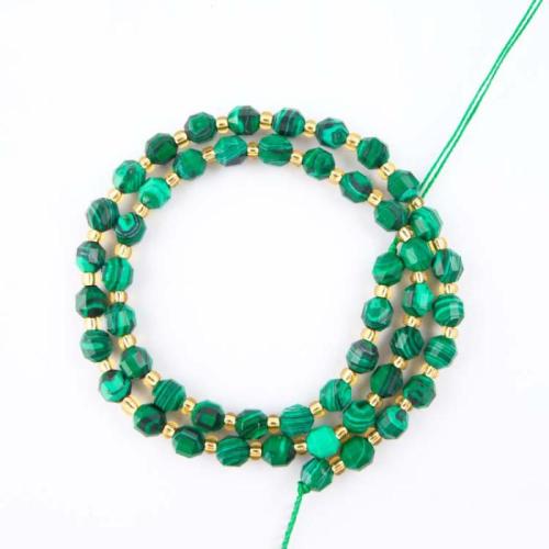 Einzelne Edelstein Perlen, Synthetik+Malachit, DIY & facettierte, grün, 6mm, Länge:ca. 38 cm, verkauft von Strang