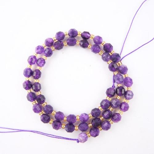 Einzelne Edelstein Perlen, DIY & facettierte, violett, 6mm, Länge:ca. 38 cm, ca. 45PCs/Strang, verkauft von Strang
